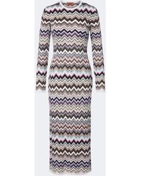 Missoni - Vestido Midi De Punto En Mezcla De Lana En Zigzag - Lyst
