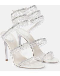 Rene Caovilla - Cleo Crystal-embellished Satin Sandals - Lyst