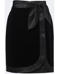 Saint Laurent - Silk-Trimmed Velvet Wrap Skirt - Lyst