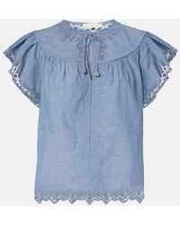 Ulla Johnson - Effie Lace-Trimmed Cotton Top - Lyst