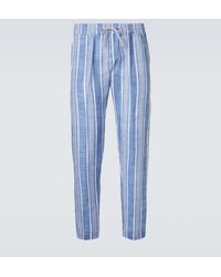 Fedeli - Striped Linen Straight Pants - Lyst