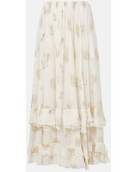 Chloé - Floral Jacquard Muslin Maxi Skirt - Lyst