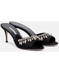 Manolo Blahnik - Tulimu 70 Embellished Satin Mules - Lyst