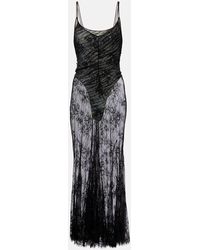 JACQUES WEI - Jersey Bodysuit And Silk Maxi Dress Set - Lyst