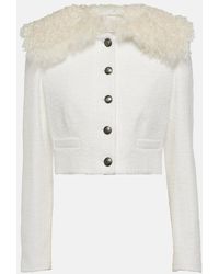Alessandra Rich - Cropped Checked Tweed Jacket - Lyst