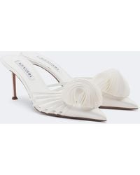 Aquazzura - Wild Bloom Floral-Applique Satin Mules - Lyst