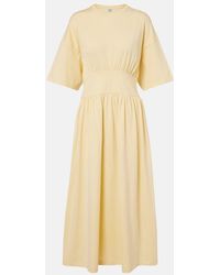 TOTEME - Gathered Cotton Jersey Midi Dress - Lyst