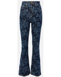 Ganni - Printed High-Rise Flared Jeans - Lyst