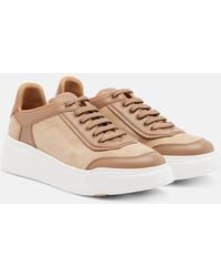 Max Mara - Maxisuede Leather-Trimmed Sneakers - Lyst