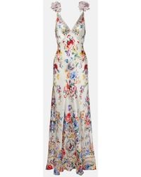 CAMILLA - Embellished Floral Silk Slip Dress - Lyst