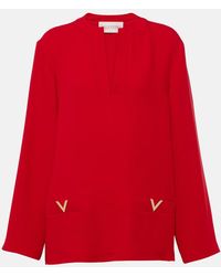 Valentino - Vgold Cady Couture Silk Top - Lyst