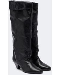 Isabel Marant - Elita Draped Leather Knee-High Boots - Lyst