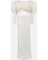David Koma - Off-shoulder Sequined Feather-trimmed Gown - Lyst