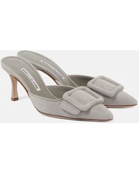 Manolo Blahnik - Mules Maysale 70 Aus Veloursleder - Lyst