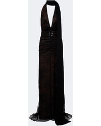 De La Vali - Amora Gathered Open-Back Lace Tulle Gown - Lyst
