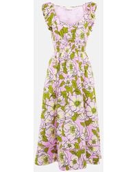 Tory Burch - Vestido en popelin de algodon floral - Lyst