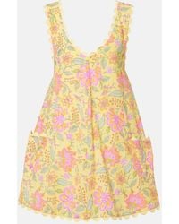 Juliet Dunn - Floral Scalloped Cotton Minidress - Lyst
