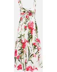 Dolce & Gabbana - Floral Cotton Poplin Midi Dress - Lyst