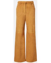 Gabriela Hearst - Norman Belted Suede Wide-Leg Pants - Lyst
