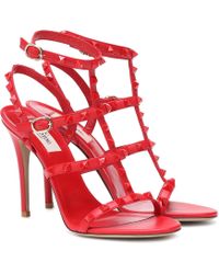 Valentino – Sandales Rockstud en cuir - Rouge