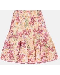 Agua Bendita - Cerezo Florecer Floral Linen Miniskirt - Lyst