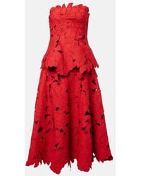 Jonathan Simkhai - Audrey Peplum Lace Midi Dress - Lyst