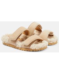 Gia Borghini - Sandalen Alvine Aus Veloursleder Mit Shearling - Lyst