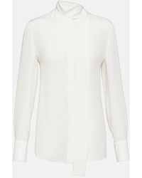 Valentino - Bow-Tie Neck Silk Georgette Blouse - Lyst