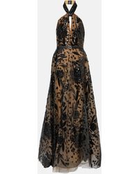 Elie Saab - Embroidered Tulle Maxi Dress - Lyst