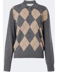 Rohe - Argyle Wool-Blend Polo Sweater - Lyst