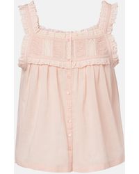Doen - Fidella Lace-Trimmed Cotton Top - Lyst