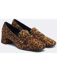 Prada - Leopard-Print Calf Hair Loafer Pumps - Lyst