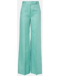Max Mara - Deserto Herringbone Linen Wide-Leg Pants - Lyst