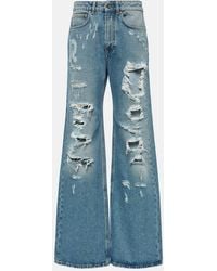 Rabanne - Distressed High-Rise Wide-Leg Jeans - Lyst