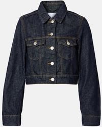 Ganni - Cropped Denim Jacket - Lyst