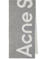 Acne Studios Sciarpa in misto lana con logo - Grigio