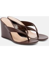 Gianvito Rossi - Leather Wedge Thong Sandals - Lyst