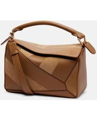 Loewe - Puzzle Small Leather And Suede Tote Bag - Lyst