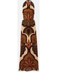 Johanna Ortiz - Halterneck Printed Silk Maxi Dress - Lyst