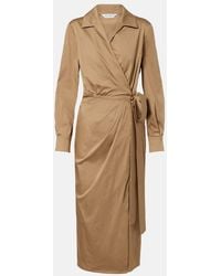 Max Mara - Beta Cotton-Blend Satin Wrap Dress - Lyst
