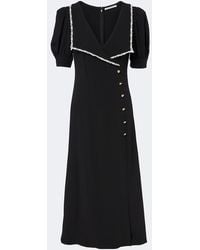 Alessandra Rich - Lace-Trimmed Cady Midi Dress - Lyst