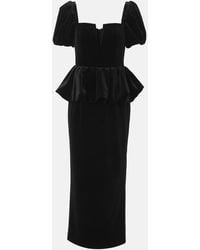 Self-Portrait - Peplum Velvet Midi Dress - Lyst