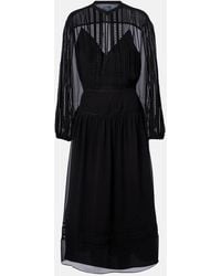 Polo Ralph Lauren - Lace-Trimmed Georgette Midi Dress - Lyst