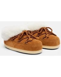 Moon Boot - Evx Shearling-Trimmed Suede Mules - Lyst