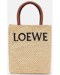 Loewe - Leather-trimmed Raffia Tote Bag - Lyst