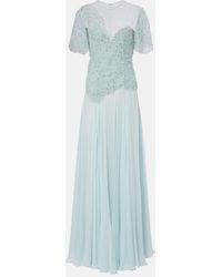 Costarellos - Embellished Silk-Blend Georgette Gown - Lyst