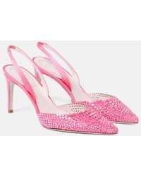 Rene Caovilla - Embellished Satin Slingback Sandals - Lyst