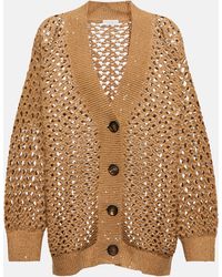 Brunello Cucinelli Crochet-knit Cotton-blend Cardigan - Brown