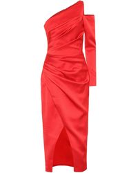 Rasario One-Shoulder-Kleid aus Satin - Rot