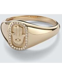 Sydney Evan - Hamsa Icon 14Kt Ring With Diamonds - Lyst